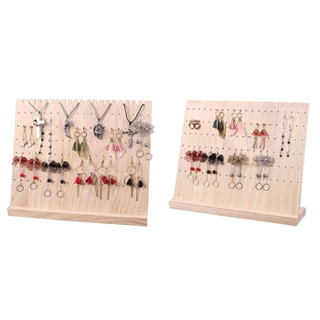

Wood Jewelry Display Hanging Stand Rack for Stud Earrings Dangle Earrings Stand 120 Holes Solid Bamboo Wood Jewelry Holder