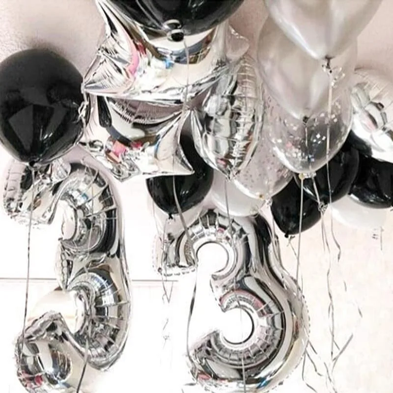 Воздушные шары на день рождения серебристые цифры фольга украшение для