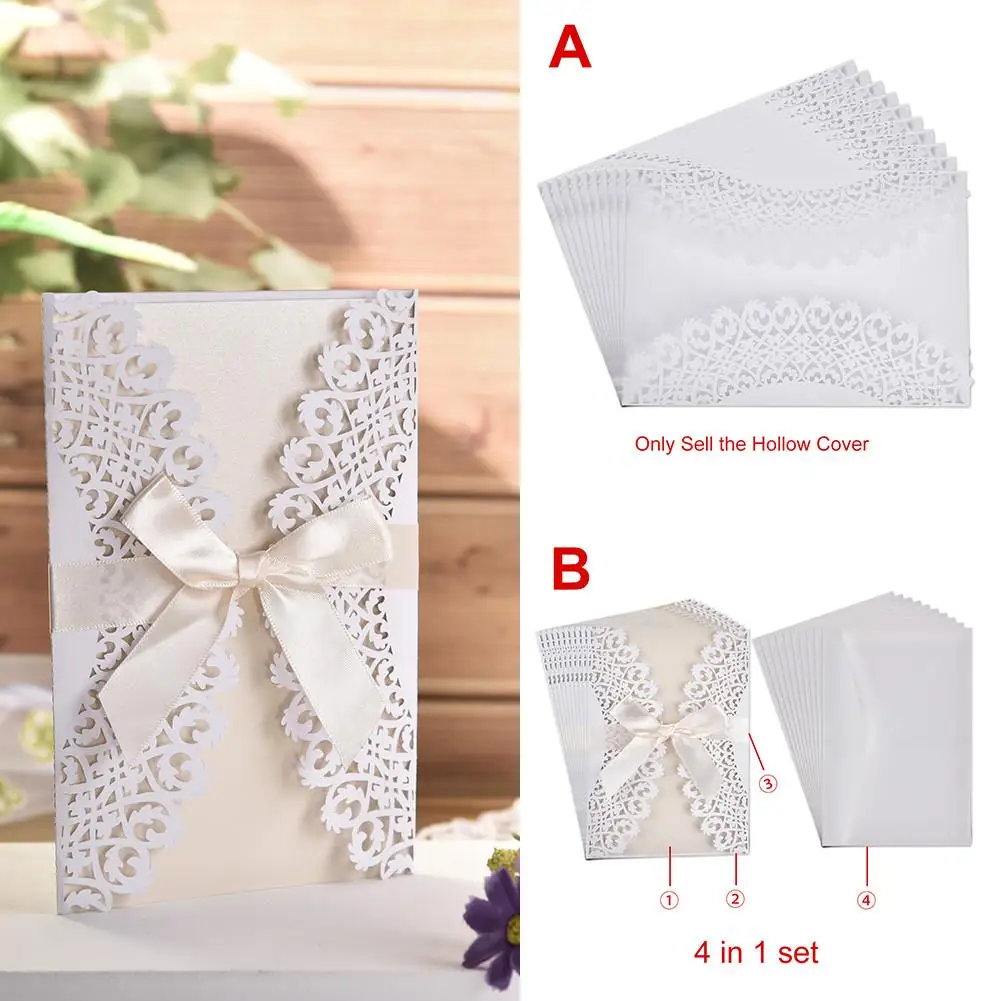  10PCS European Style Elegant Delicate Carved Lace Wedding Party Invitations Cards Wedding Party Dec - 4.00009E+12
