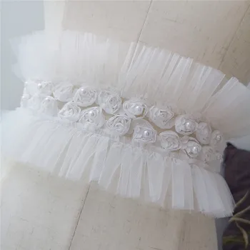 

Soft Chiffon Ruffled Lace Trim 3D Rose Fold Lace Collar Pleated Lace Trim Applique DIY Dress Sewing Tassel Fringe Hem Decor