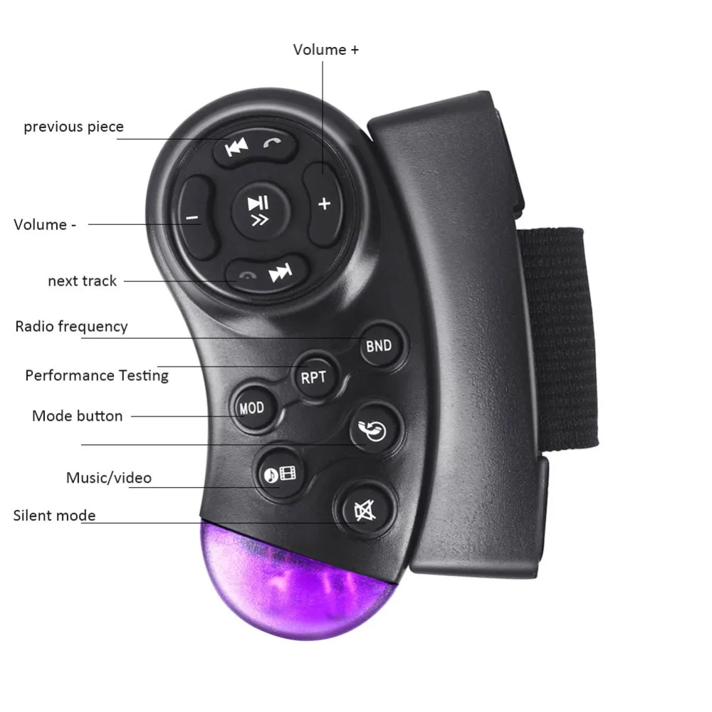 Wireless Purple Car Steering Wheel Remote Control Universal For 4.1" CD/DVD Mp5 Player 11-Key Audio Controller