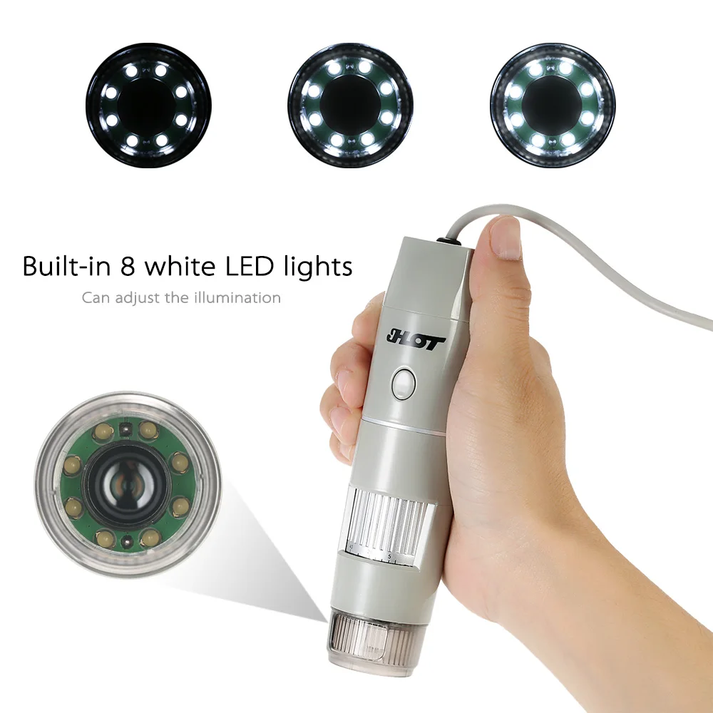 

USB Portable Microscope OTG Function 8LED Digital Zoom Magnifier with Holder True 5.0MP Video Camera 1X-500X Microscopio