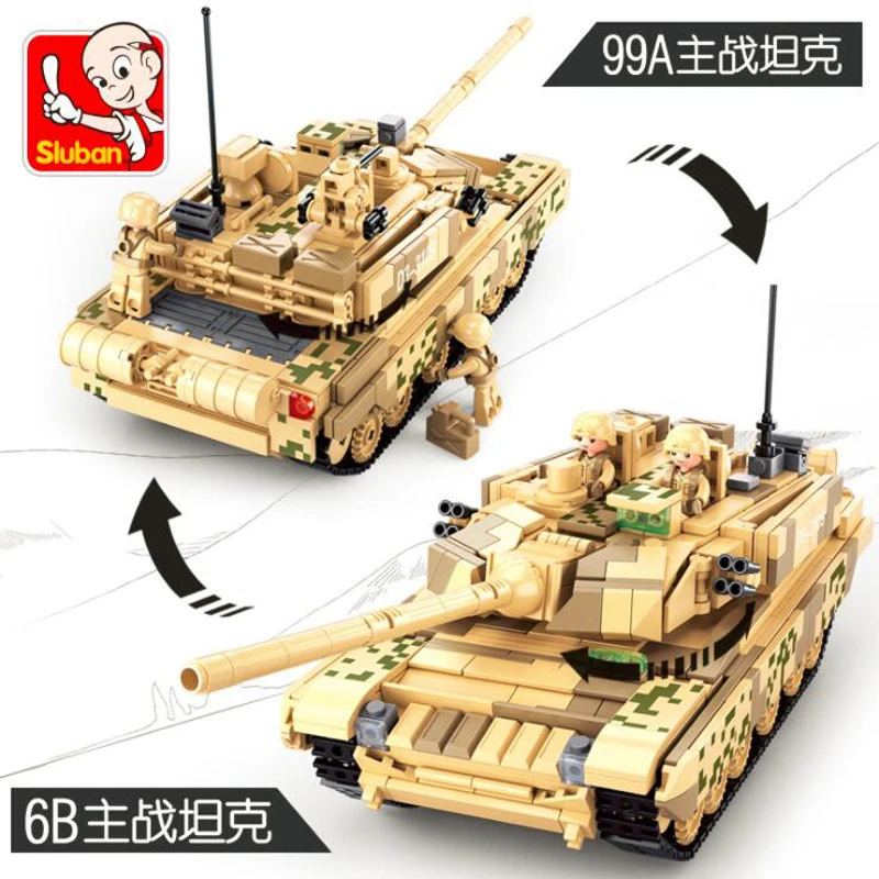 Sluban B0790 строительные блоки военная армия A99 основной боевой танк Военная серия битва армия Panzer солдатики фигурки блоки игрушки