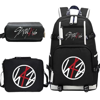 

Fashion Stray Kids Kpop Backpack 3pcs/set School Bags for Teenage Girls Boy Lunch Totes Pencil Case Travel Bags Laptop Backpacks