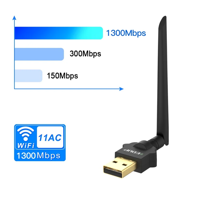 EDUP 1300 Мбит/с AC USB WiFi адаптер 2 4G/5 ГГц двухдиапазонный беспроводной Wifi ключ сетевая