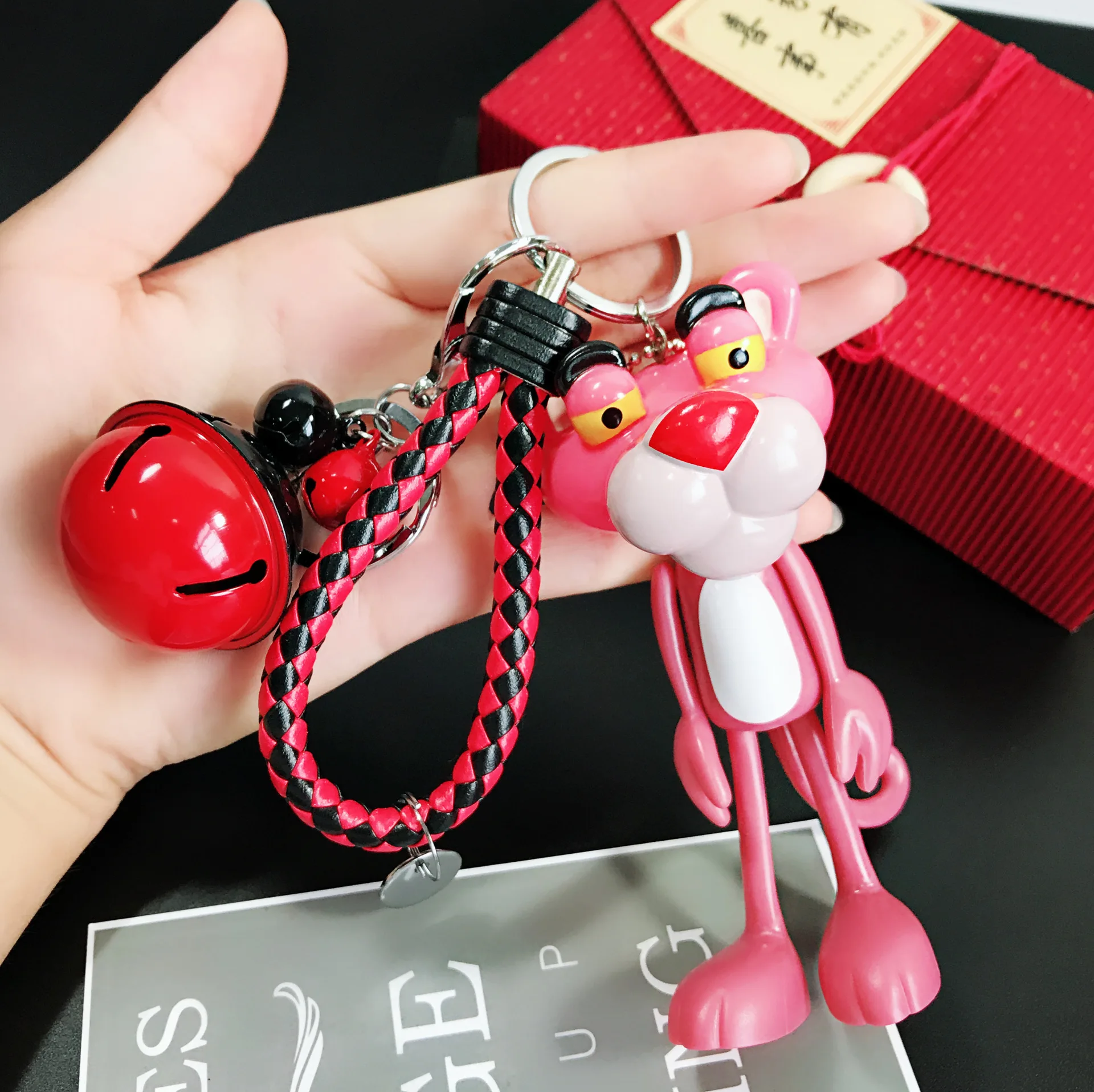 Стиль мультфильм милый маленький розовый пантера брелок аксессуары подарок розовый Wanpy Леопард брелок Женская сумка Пакет кулон