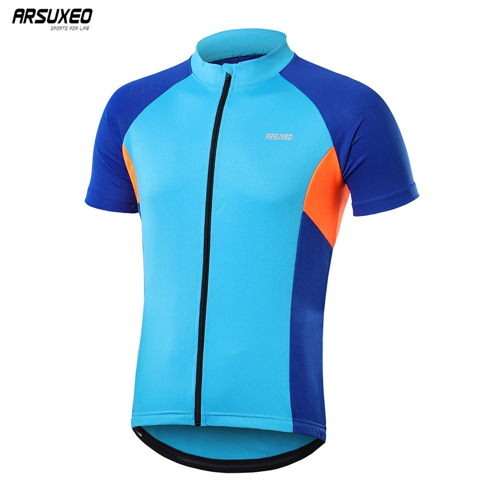 

ARSUXEO Men's Cycling Jersey Short Sleeves Breathable Quick Dry Mountain Bicycle Shirts MTB Tops Bike Shirt Clothing Reflective