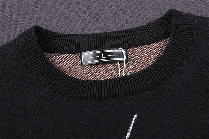 4XL осенние новости эластичность свитеры Хай-стрит, одноцветная, крыглый ворот, шерстяной пуловер для мужчин Повседневное хлопковые пальто внешний верхний черного/коричневого цвета