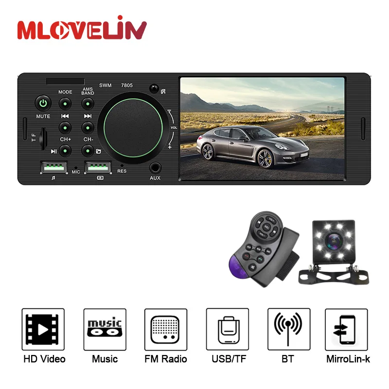 MLOVELIN 1Din Автомобильный MP5 мультимедийный радио плеер AUX SD USB BT аудио Автомобильная