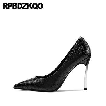 

shoes ladies thin scarpin plus size 33 high heels italian ultra super black slip on 8cm pointed toe big women pumps 2019 extreme