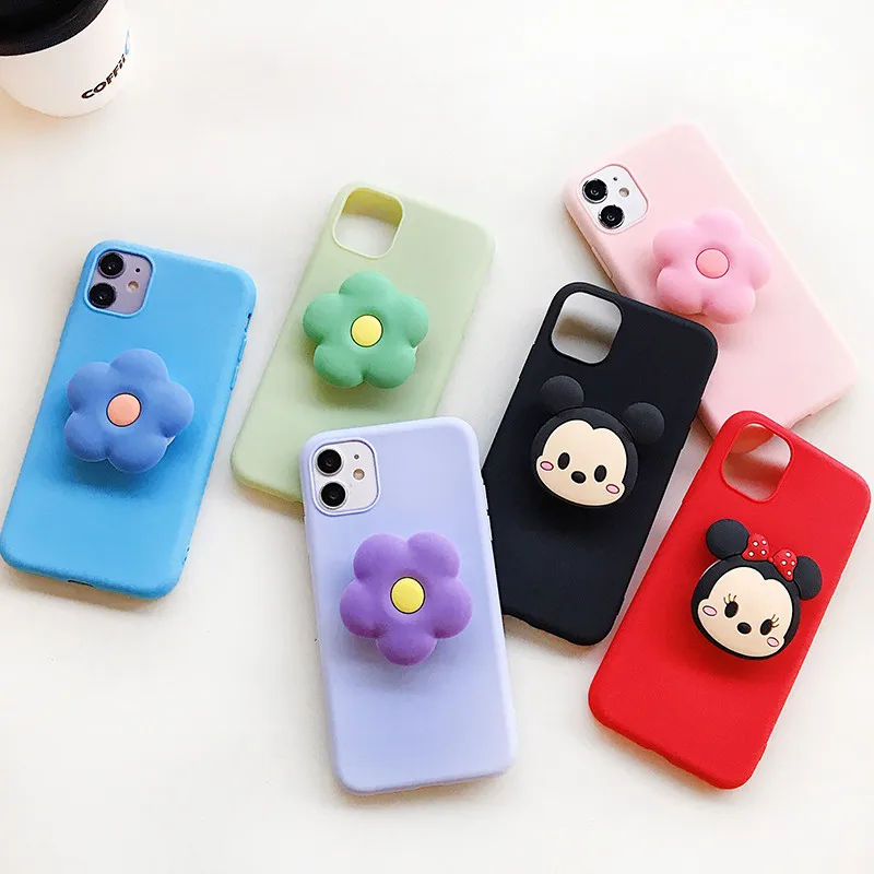 Cute 3D silicone cartoon holder stand case for HUAWEI P40 P30 P20 PRO P10 P9 P8 lite MATE 30 20 nova 5t 10 y7 2019 Honor |