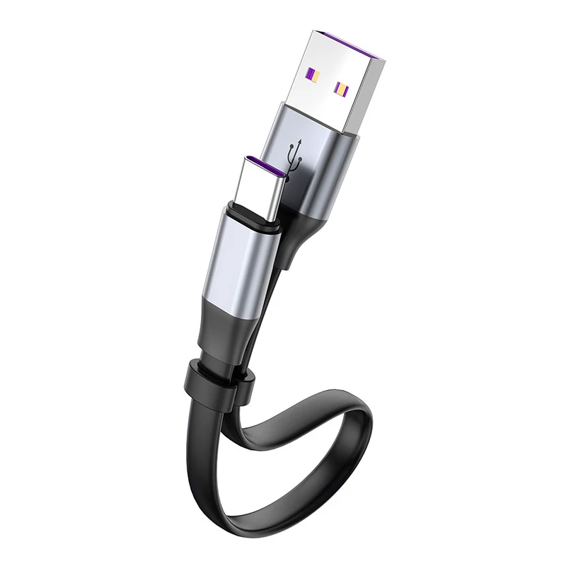 Usb type-c кабель 20 см короткий кабель передачи данных для быстрой зарядки для samsung s9 s8 huawei P20 oneplus7 xiaomi 6 8 usb c зарядный кабель 3A 5A - Цвет: Gray Black 5A