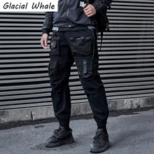 

GlacialWhale Mens Cargo Pants Men Fashion Functional Wind Baggy Joggers Hip Hop Japanese Streetwear Black Trousers Pants for Men