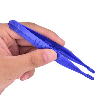 

10Pcs/set Medical Plastic Bending Surgical Tray Tattoo Supplies Disposable Blue Terile Tweezers For Tattoo Body Art