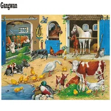 Фото на заказ DIY, полный квадратный, Круглый, горный хрусталь, алмазная вышивка, Коровья ферма животные, алмазная живопись, вышивка крестиком, 3D, мозаика, Декор