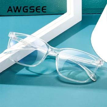 

AWGSEE Vintage Design TR Optical Square Frame Blue Light Blocking Glasses For Women Anti Rays Radiation Computer Game Eyewear