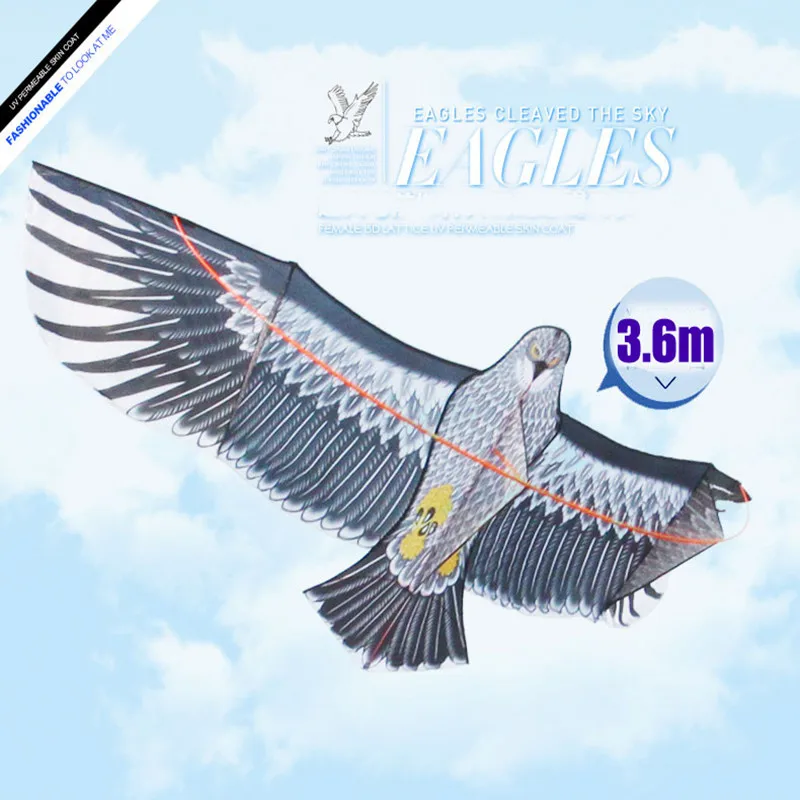 free shipping high quality 360cm large eagle kite ripstop nylon fabric flying higher hcxkite factory with handle line - Цена: 