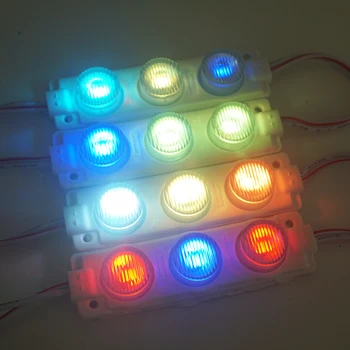 

100pcs SMD 2835 3 LED 1W injection LED module light with lens RGB DC12V 73mm*20mm IP65 CE automatic color change