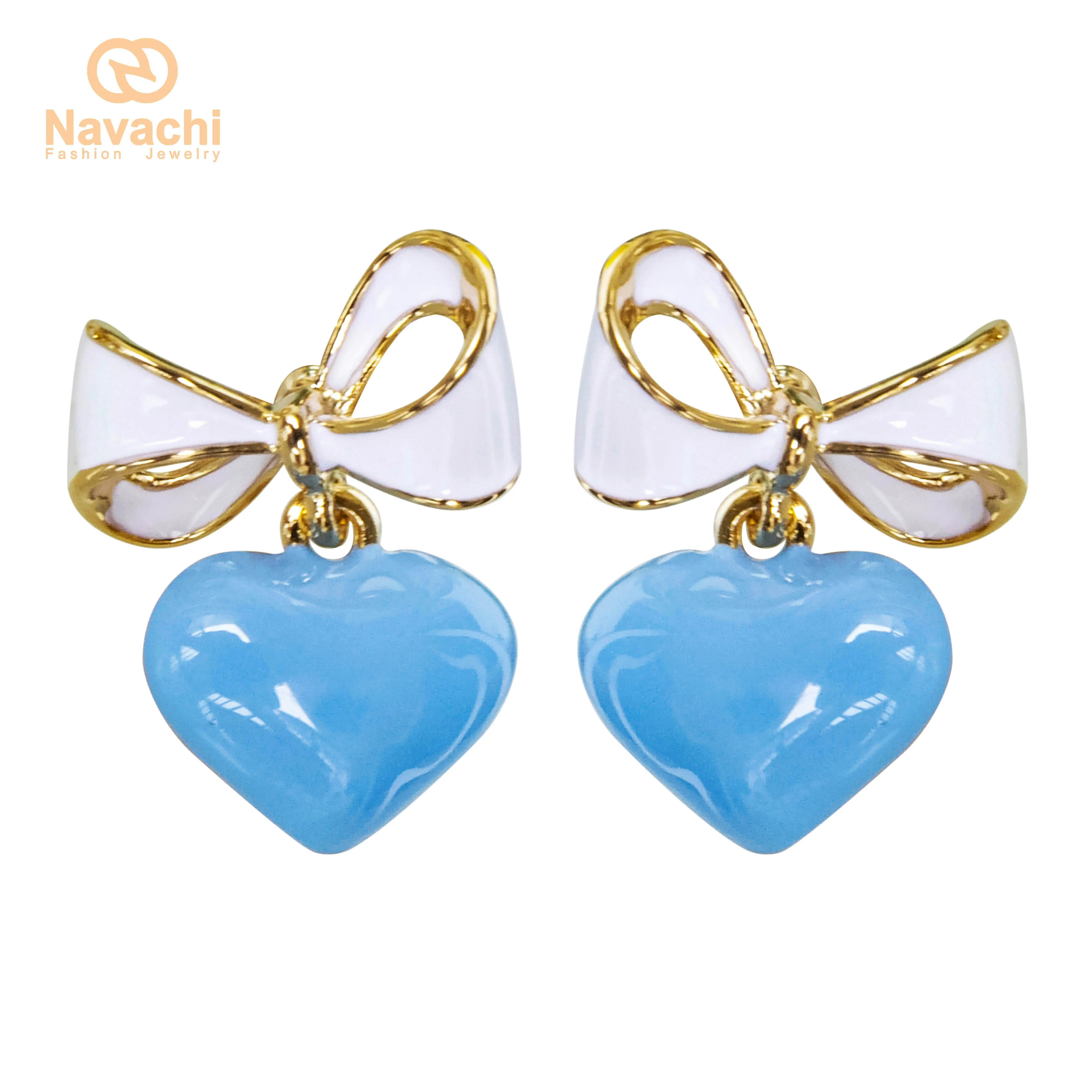 Цветные Эмалевые Серьги кольцо Navachi Love Heart оптовая продажа Бесплатная доставка