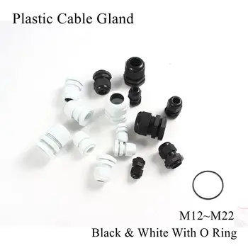 

M12 M16 M18 M20 M22 Cable Gland IP68 Waterproof Nylon Plastic Electric Cable Glands Connector Seal Rubber Joint Wire With O Ring