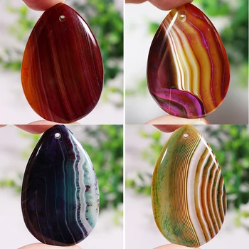 

Charms Rainbow Stripe Agates Water Drop Heart Oval Cabochons Stone Beads Pendant for Jewelry Making 1pc