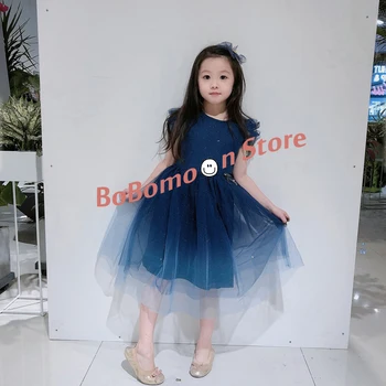 

Spot BOBOmoon 2020 Spring Toddler Girl Dress Beautiful Princess Outing Party Open Twinkle Mesh Dress Kids Dresses for Girls