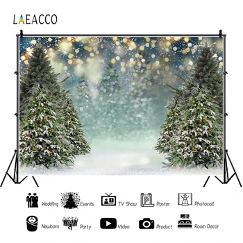 

Laeacco Winter Backdrops Snow Forest Pine Trees Light Bokeh Photography Backgrounds Christmas Photophone Birthday Photozone Prop