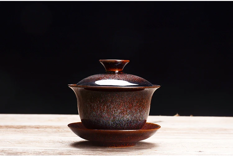 Китайская миска с крышкой, глазурованная чайная чашка, домашняя керамическая кунг-фу, чайная утварь, чайная чашка