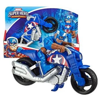

Disney The Avengers Superhero Captain America Spider-Man Motorcycle Set PVC Action Figure Collection Model Toy Boy Gift M4851