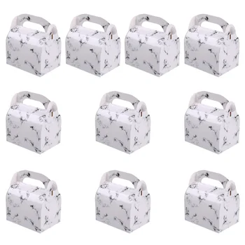

10pcs Marbling Cake Roll Packaging Box Portable Swiss Roll Containers Dessert Holder Party Favors (Short)
