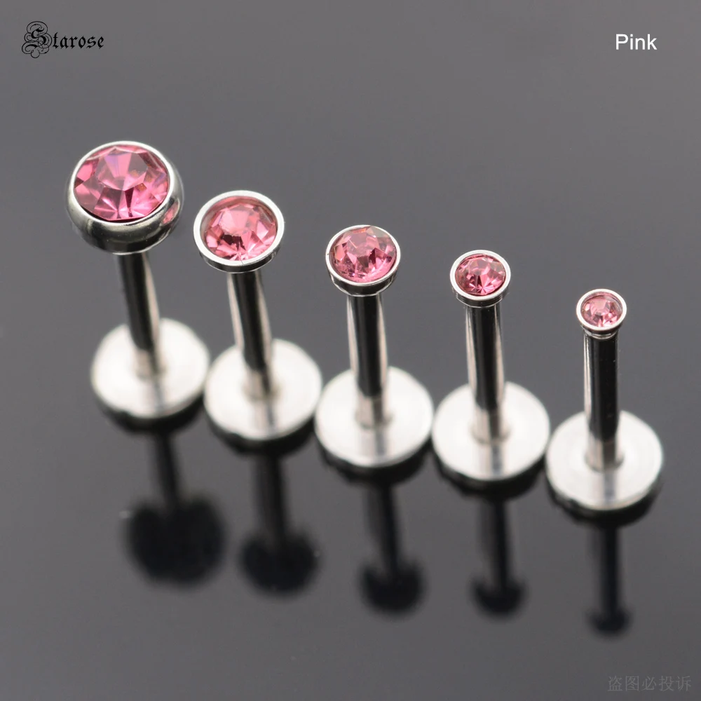 5 Stücke 1,2x6/8mm Bar Runde Regenbogen Blau Kristall Nasenring Ohrstecker Conch Labret Piercing Lippenring Ohrpiercing Helix Tragus Ohrringe – Detail 14