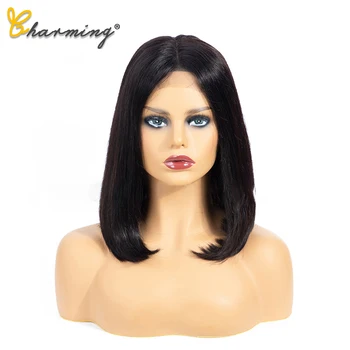 

CHARMING Short Lace Front Remy Human Hair Wigs Black Human Hair Lace Frontal Wig Brazilian Hair Bob Wig For Black Women 4*13