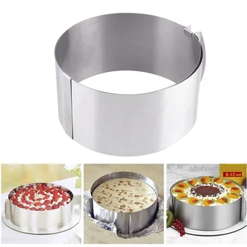 

cooking Practical Silver Retractable Stainless Steel Circle Mousse Ring Baking Tool Set Cake Mould Mold Size Adjustable Bakeware