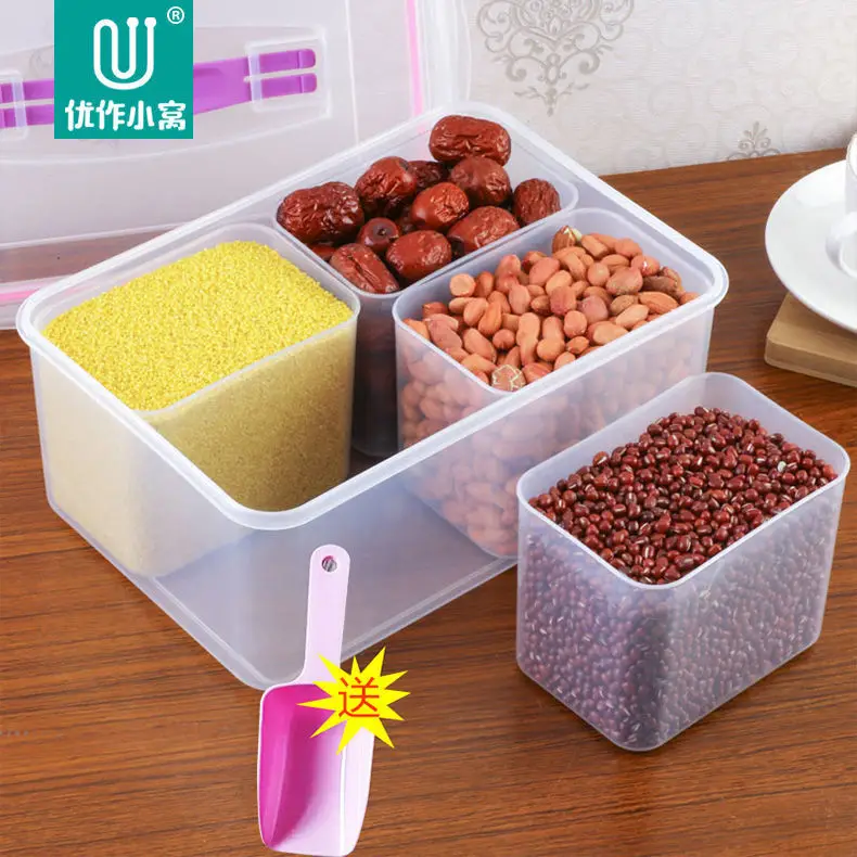 

Seperated Freshness Box Sealed Storage Dried Goods Storage Box Cereal Can Rice Bucket