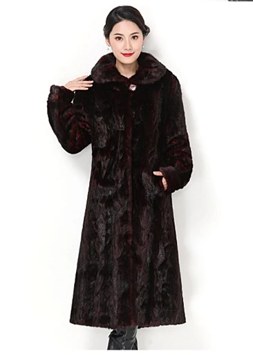 Модное пальто из искусственного меха для мамы черная, винно-красная, 5XL, плюс размер, Тонкая зимняя новая Корейская куртка с длинным рукавом для отдыха из искусственного меха, feminina LR454