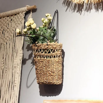 

Household Hand-Woven Storage Basket Hand-Woven Hemp Rope Handle Basket Flower Hand Basket