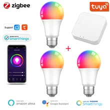 

Tuya Wifi Smart Led Light Bulb E27 Tuya Zigbee Smart Wifi Lamp 220V Smart Life APP RGBCW Light 9W for Alexa Google Home