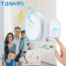 Tugard – sonnette de sécurité domestique sans fil, 58 sonneries, prise EU/UK/US, carillon intelligent à distance de 300M en option, bouton tactile