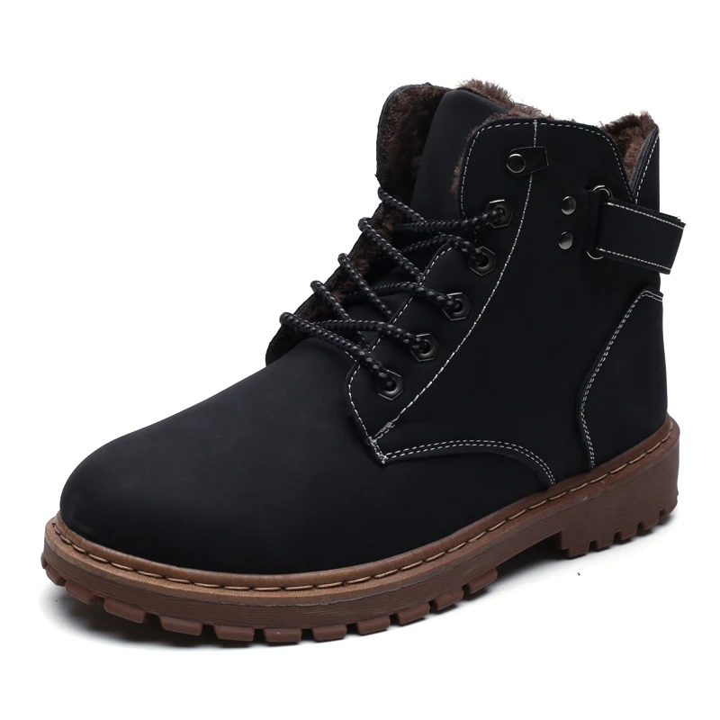 Black (cotton) Новинка; зимние Ботинки martin; Мужская обувь; модная повседневная хлопковая обувь в британском стиле; трендовая простая хлопковая обувь; обувь в байкерском стиле - Цвет: Black (cotton)