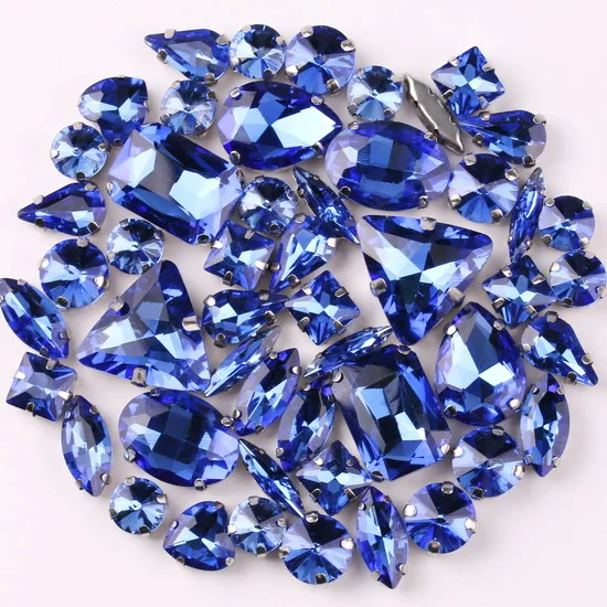 Silver Claw Setting Crystal Rhinestones - 50pcs Mixed Shapes, Clear & Jelly Candy AB