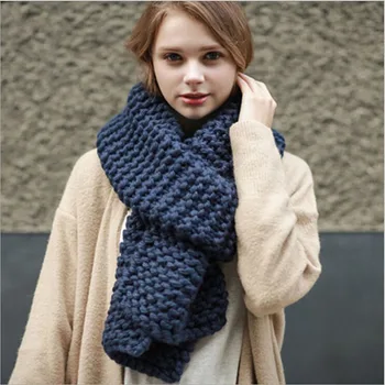 

Casual Solid Color Warm Scarf Fashion Thick Wool Knit Scarf Female Winter Soft Comfortable Thicken Warm Scarf Shawls