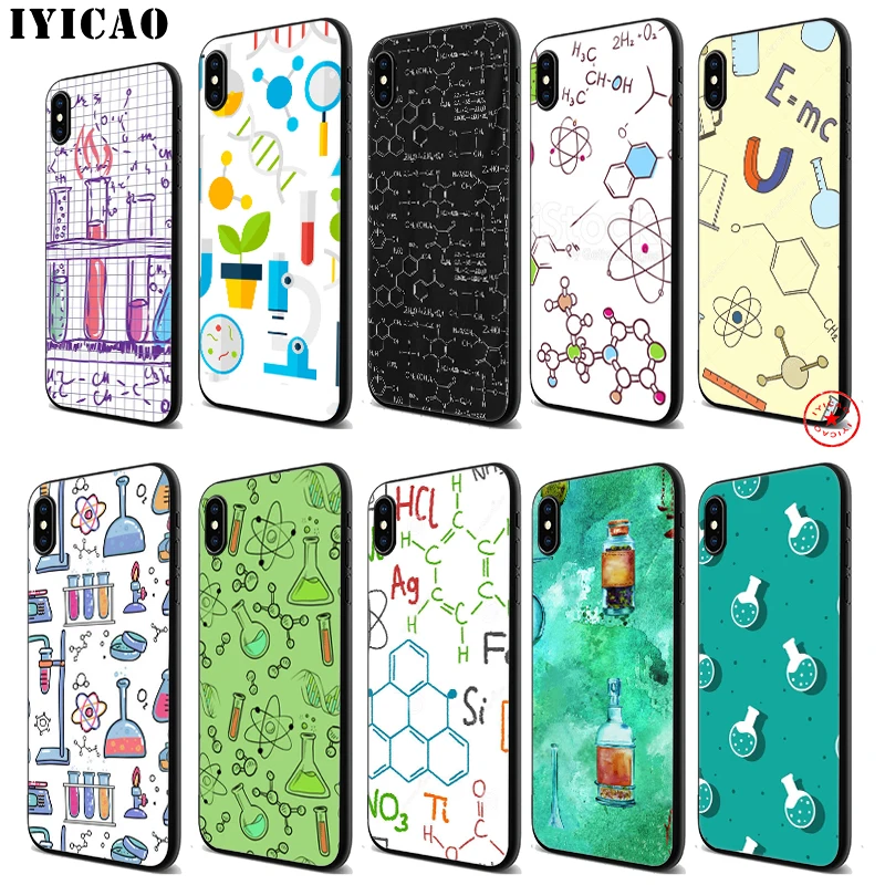 Силиконовый чехол IYICAO mad science chemistry lab мягкий черный для iPhone 11 Pro Xr Xs Max X или 10 8 7 6 6S Plus