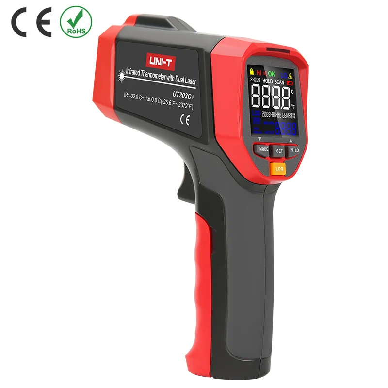 UNI-T UT301A+/C+/UT302A+/UT302C+/UT303A+/C/UT303D+ инфракрасный термометр; промышленный цветной экран Инфракрасный температурный пистолет - Цвет: UT303C(plus)