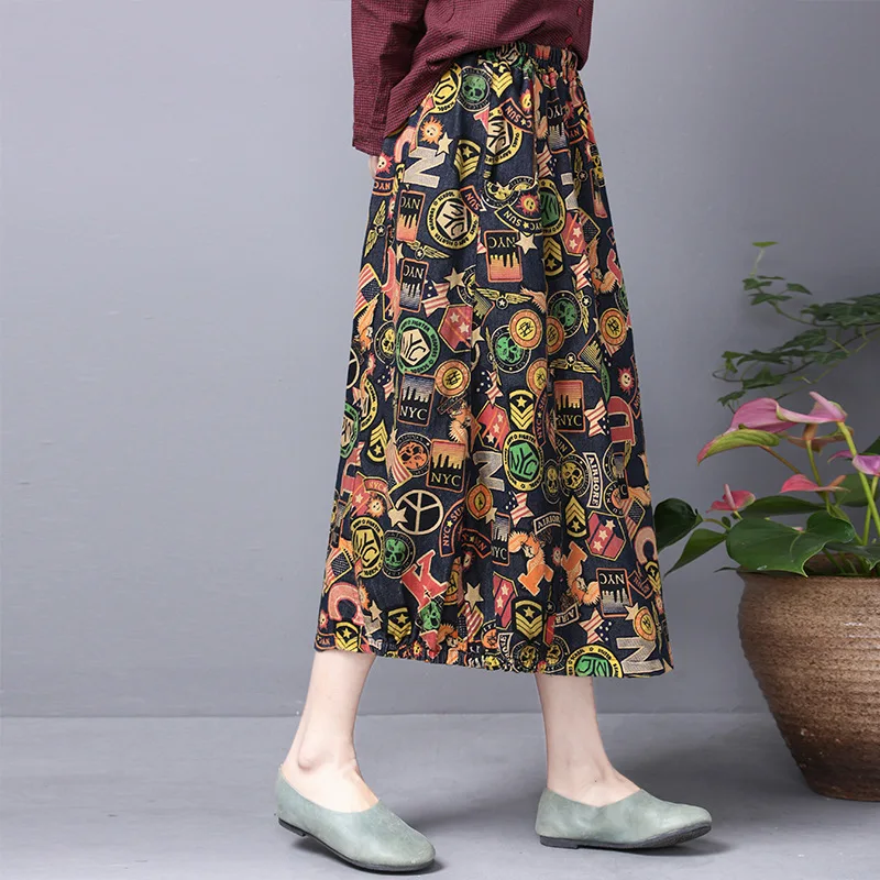 

Spring Clothing Women's 2019 New Style Loose And Plus-sized WOMEN'S Dress Casual Cowboy Elastic Waist Cotton Casual Skirt