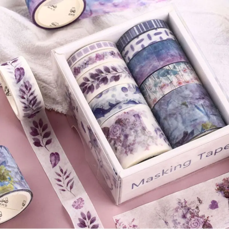 

10Pcs/Box Fantasy Ocean Beautiful Flowers Plants Leaves Washi Tape diy Decoration for Scrapbooking masking tape C26