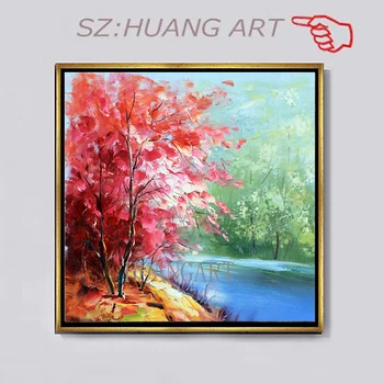 

Latest Cheap Landscape Knife Thick Oil Painting Wall Canvas Birch Tree Art Picture Modern Canvas Artwork For Living Room Decor