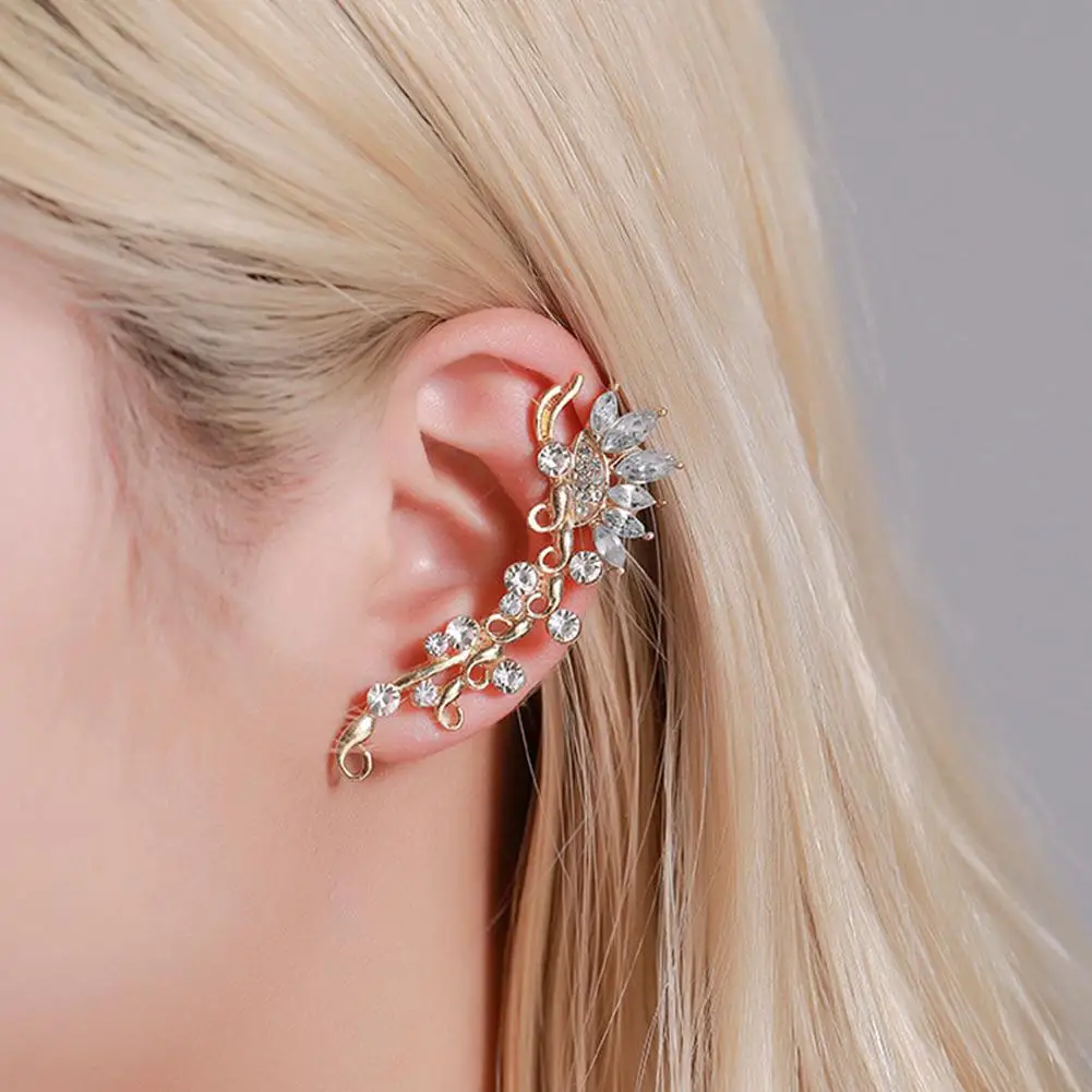Роскошные серьги, стразы, инкрустированные серьги для женщин, вечерние серьги-каффы, Клубные ювелирные изделия для девушек