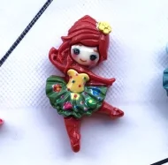 Плоские пластмассовые танцы девочка дети Мультяшные волосы лук центр, декоративный материал DIY Подвески Украшения - Цвет: Светло-зеленый