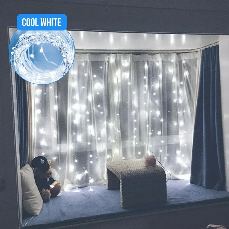 White 3 м светодиодный Шторы лампа теплый белый многоцветные гирлянды светильник s удаленный Управление USB ФЕЯ светильник гирлянда Спальня домашний декоративный светильник Инж - Испускаемый цвет: White