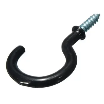 

50 Pcs 1.1 inch Cup Mug Hooks Shouldered Metal Screw-in plastic coated Hanging Black